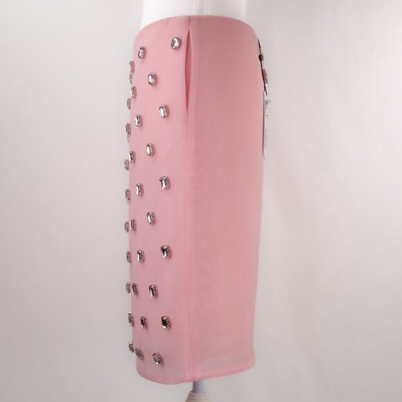 Brandon Maxwell The Leanne Crystal-Embellished Pencil Skirt, Light Pink, Size 0 - Picture 5 of 15